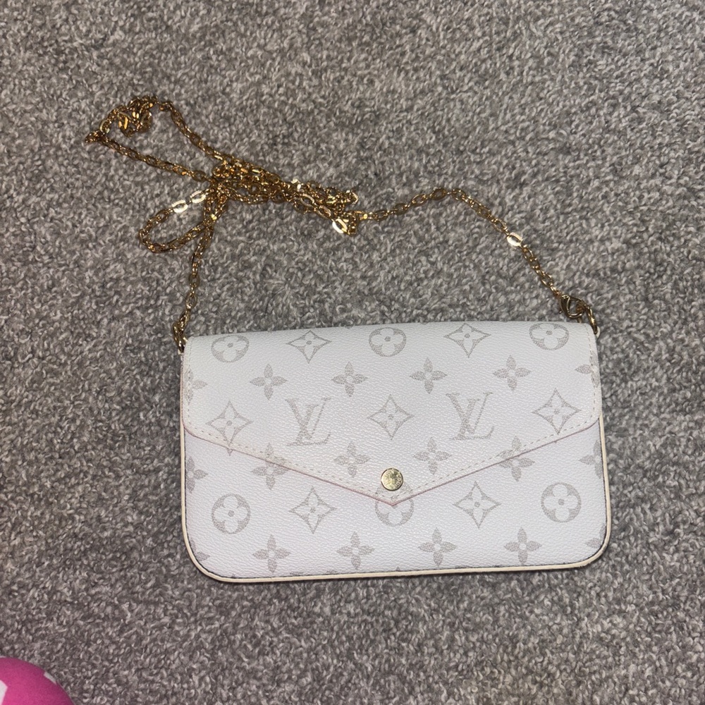White and pink monogram bag